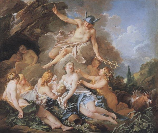 Francois Boucher Mercury confiding Bacchus to the Nymphs